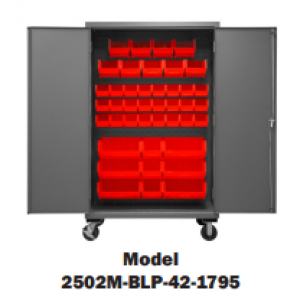 16 Gauge Mobile Cabinet with Bins (Overall capacity of 2,800 Lbs)