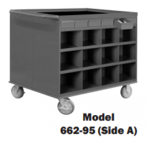 2 Sided Cart with 12 Bins, 12 Drawers & Lockable Cabinet (1,200 Lbs. capacity)