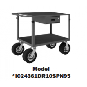 2 Shelf Instrument Cart with Drawer and Power Strip (1,000 Lbs. capacity)